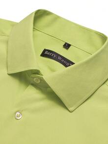 男士素色前排扣襯衫 - 青檸色 - 查看 6