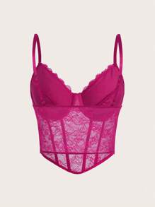 SHEIN ICON 蕾絲緊身吊帶 - 玫紅色 - 查看 2