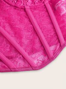 SHEIN ICON 蕾絲緊身吊帶 - 玫紅色 - 查看 4