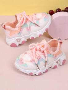 Children's Fashionable Color-block Outdoor Sneakers With Lace-up Closure - Pink - View 4