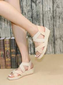 Plataformas y sandalias de cuña para mujer - Albaricoque - Ver 1