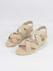 Plataformas y sandalias de cuña para mujer - Albaricoque - Ver 3