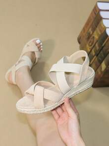 Plataformas y sandalias de cuña para mujer - Albaricoque - Ver 6