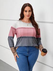 SHEIN LUNE 大碼撞色T恤 - 彩色 - 查看 4