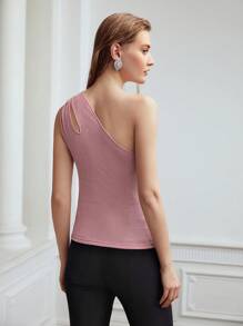 MOTF PREMIUM 單肩金屬亮絲上衣 - 藕粉色 - 查看 3