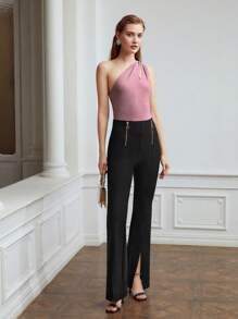 MOTF PREMIUM 單肩金屬亮絲上衣 - 藕粉色 - 查看 7