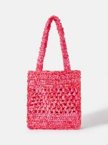 SHEIN VCAY Pin Shoulder Bag Double Handle - Pink - View 2