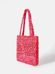 SHEIN VCAY Pin Shoulder Bag Double Handle - Pink - View 3