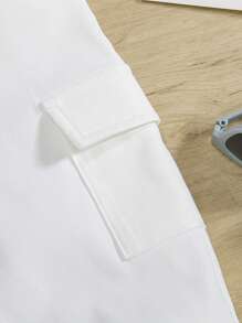 Baby Boy Stylish Casual Cargo Pants With Flap Pockets - White - View 3