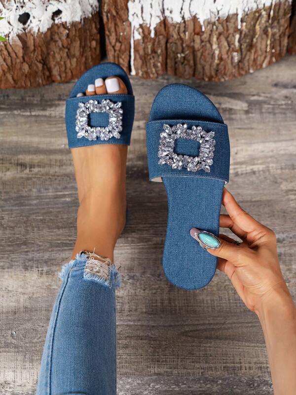 Casual Vacation Rhinestone Decor Gorgeous Flat Sandals