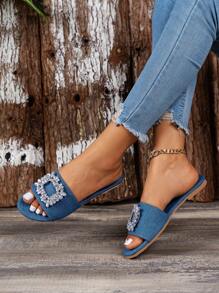 Casual Vacation Rhinestone Decor Gorgeous Flat Sandals