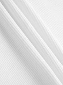 SHEIN Áo thun trơn có cổ bất đối xứng màu trơn, thích hợp cho các cô gái tuổi teen vào mùa xuân và mùa hè - trắng - Xem 3