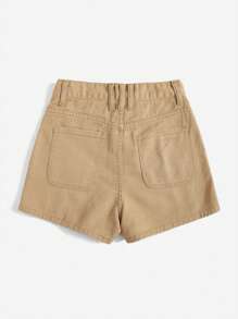 SHEIN EZwear Eenkleurig Denim shorts Zak Knoop Rits