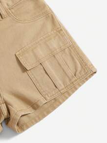 SHEIN EZwear Eenkleurig Denim shorts Zak Knoop Rits