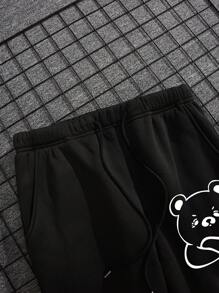 Nam Đồ họa chữ cái & Gấu Eo dây rút Quần thể thao - màu đen - Xem 4