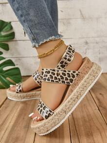 Plataformas y sandalias de cuña para mujer - Marrón - Ver 2