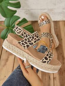 Plataformas y sandalias de cuña para mujer - Marrón - Ver 3