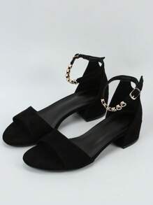 Sexy Fringed Peep Toe Chunky High Heel Hollow Sandals, Buckle Strap Fashion 2025 New Style, Suitable For Daily Wear