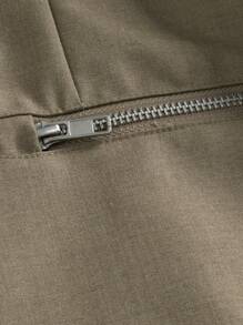 Manfinity Mode Men Solid Single Button Blazer & Suit Pants - Khaki - View 6