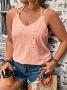 Breezaya 加大孔眼刺绣夏季波西米亚风吊带背心 - 珊瑚粉 - 查看 3