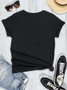 DEARCASE Camiseta con estampado de letra - Negro - Ver 2