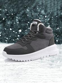 Women's Shoes 2022 New Winter Boots With Thickening Fur, Bottom & Short Lace-up For Working And Snowy Days - Grey - View 1