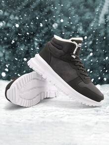 Women's Shoes 2022 New Winter Boots With Thickening Fur, Bottom & Short Lace-up For Working And Snowy Days - Grey - View 5