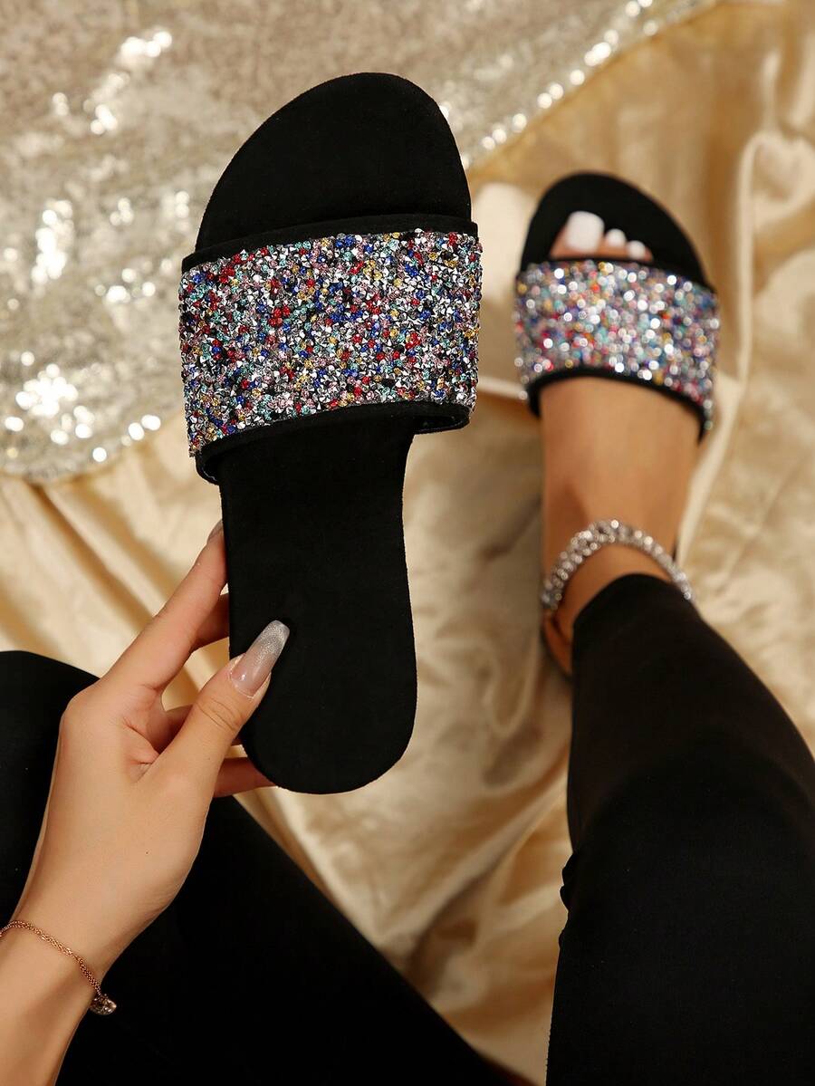 Sandalias planas de mujer - Negro - Ver 1