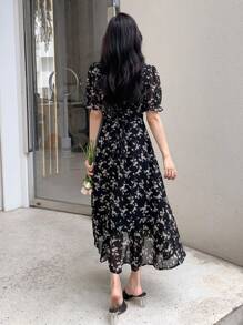 DAZY Ditsy Floral Print Ruched Front Dress Sundress