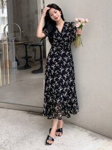 DAZY Ditsy Floral Print Ruched Front Dress Sundress