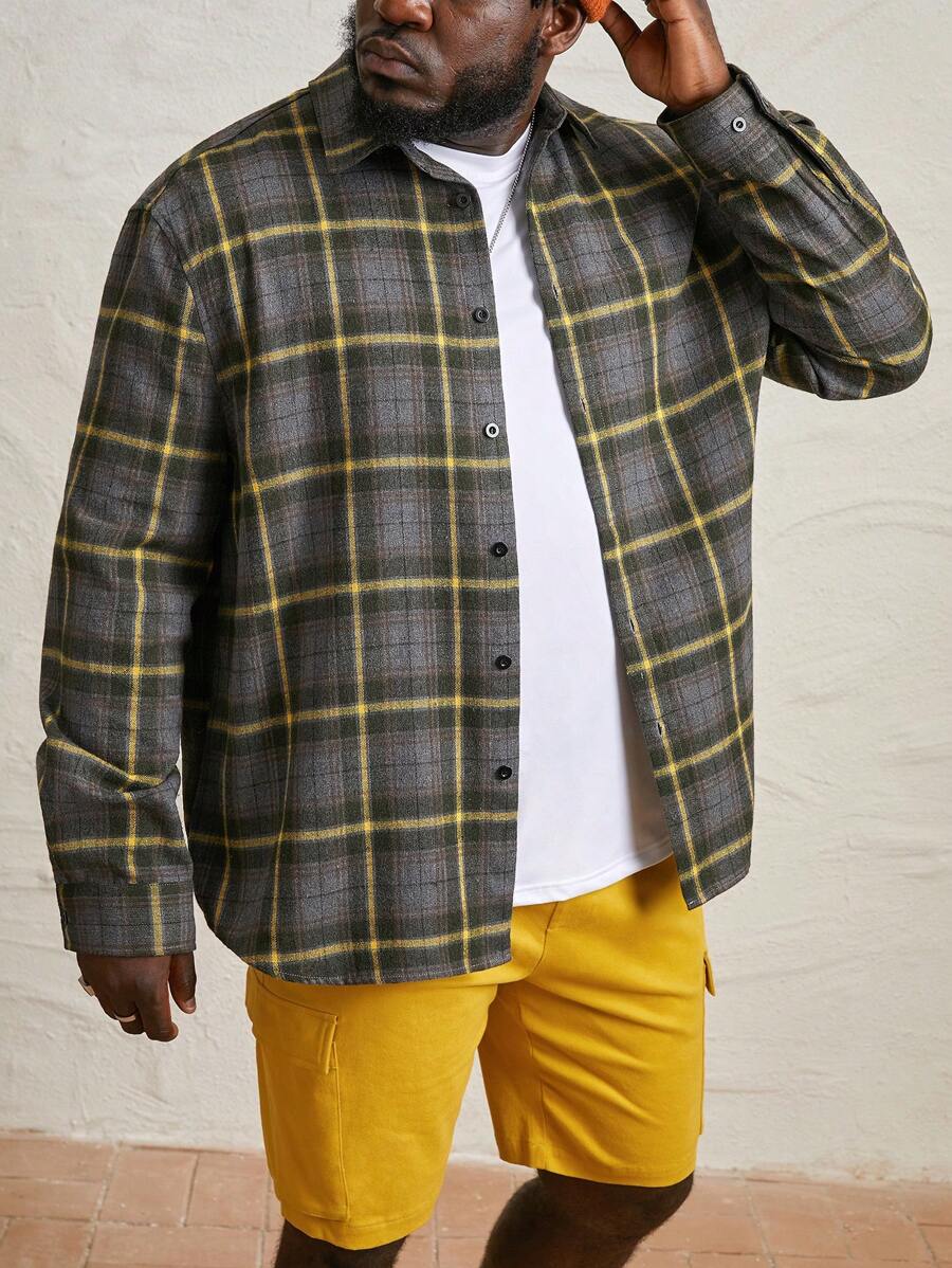 Manfinity VCAY Men Plus 1pc Plaid Print Shirt