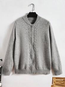 Manfinity RebelGame Men Zip Up Baseball Collar Cardigan - Grey - View 1