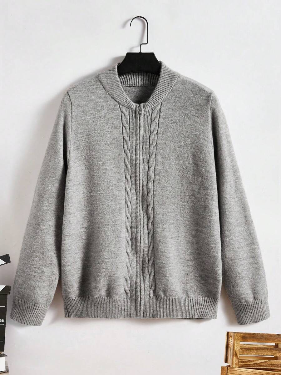 Manfinity RebelGame Men Zip Up Baseball Collar Cardigan - Grey - View 1
