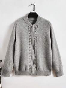 Manfinity RebelGame Men Zip Up Baseball Collar Cardigan - Grey - View 3