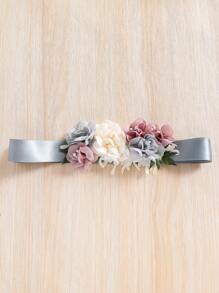 SHEIN Glamorique Kids 女小童泡泡袖網紗覆蓋連衣裙 - 灰色 - 查看 5