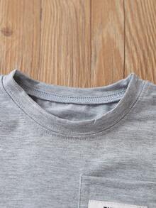SHEIN Young Boy 3pcs Letter Patched Pocket Front Tee - Multicolor - View 6