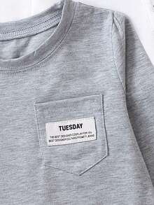SHEIN Young Boy 3pcs Letter Patched Pocket Front Tee - Multicolor - View 7