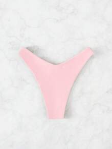 Swim Mod Summer Beach Plain High Cut Bikini Bottom - Baby Pink - View 2