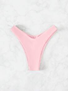 Swim Mod Summer Beach Plain High Cut Bikini Bottom - Baby Pink - View 3