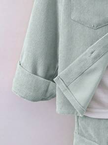 SHEIN Young Boy Flap Pocket Shirt & Pants Without Tee Green Baby Boys Sets Chic Outfits For Autumn/Winter - Mint Green - View 3