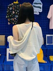 DAZY Solid Crop Cardigan & Knit Top - White - View 2