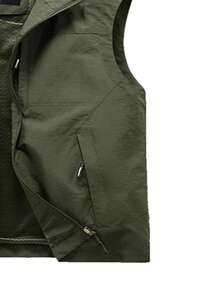 Manfinity Homme Nam Dây kéo Áo vest - xanh quân đội - Xem 5