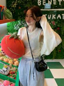 DAZY Solid Crop Cardigan & Knit Top - White - View 7