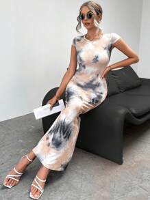 SHEIN Essnce Nhuộm buộc Đầm - Nhiều màu - Xem 3