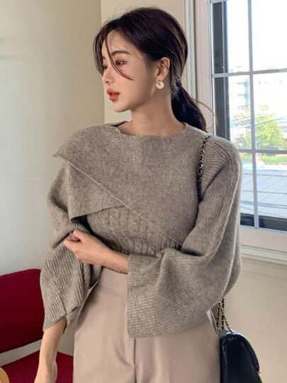DAZY 蝙蝠袖短款毛衣和吊带针织上衣秋季