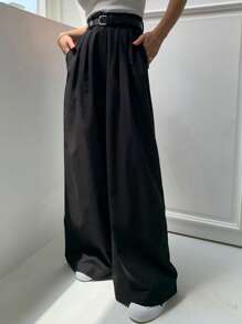 DAZY Cao eo Túi nghiêng Quần ống rộng - màu đen - Xem 1