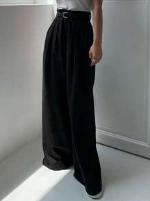 DAZY Cao eo Túi nghiêng Quần ống rộng - màu đen - Xem 3