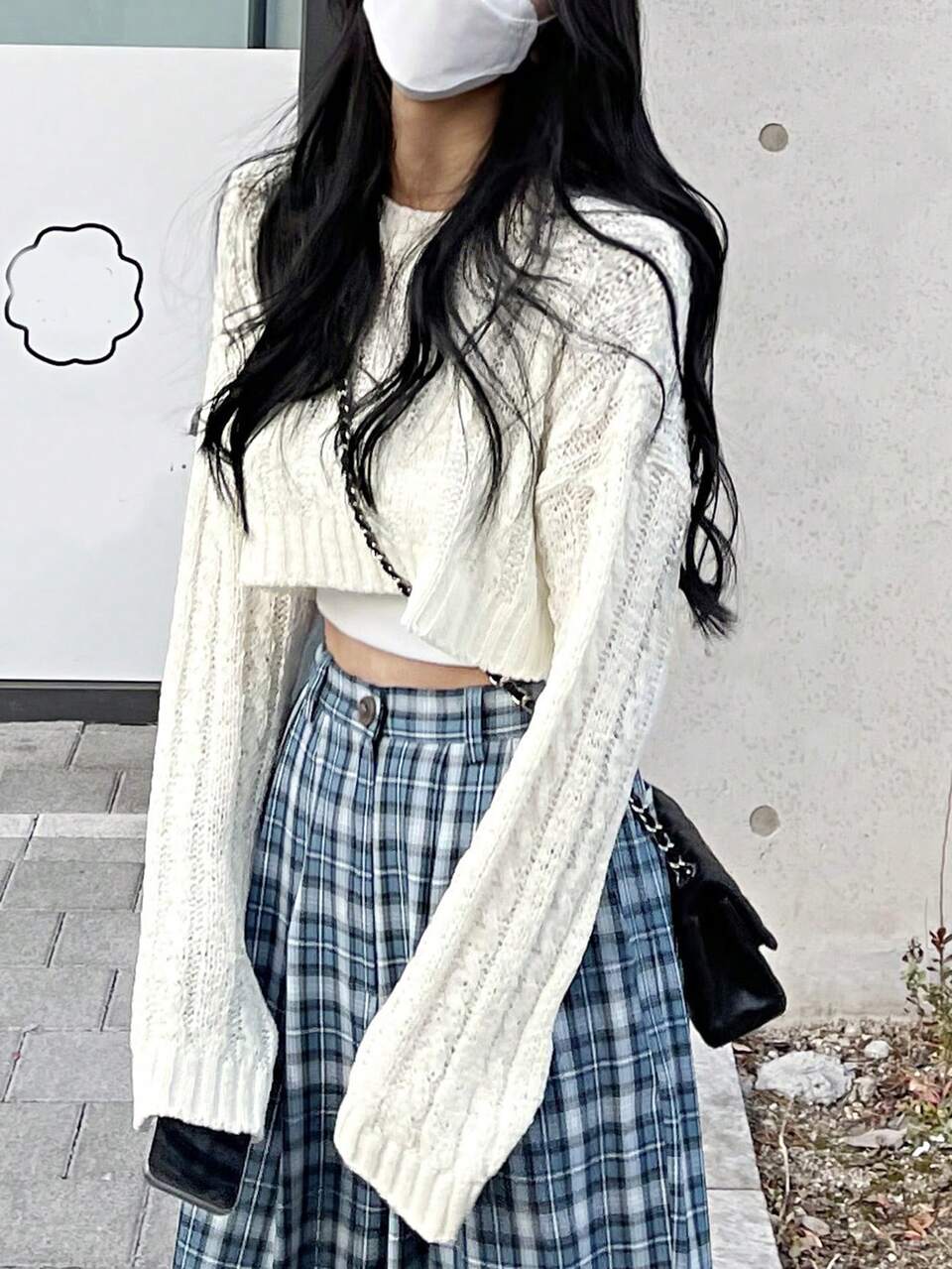Solid Drop Shoulder Crop Sweater Without Cami Top Fall