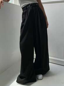 DAZY Cao eo Túi nghiêng Quần ống rộng - màu đen - Xem 6