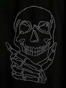 Manfinity Roghcode Männer T-Shirt mit Strass, Schädel Muster, - Schwarz - Übersicht 4